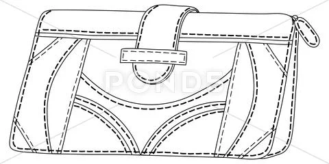 Leather wallet, contours Stock Illustration