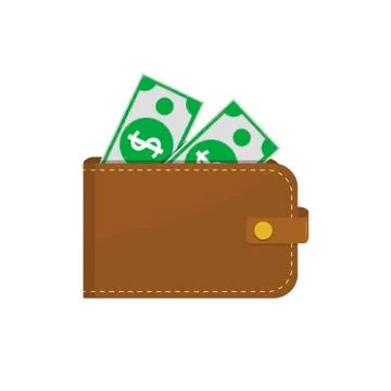 Leather wallet with dollar banknotes Stock Illustration