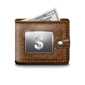 Leather wallet  with dollar USA, vector image Stock Illustration