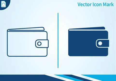 Leather wallet icon set with linear and filled silhouettes. Stock-Illustration