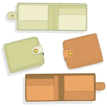 Leather wallet illustration set. Stock Illustration