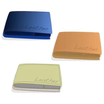 Leather wallet illustration set. Stock Illustration