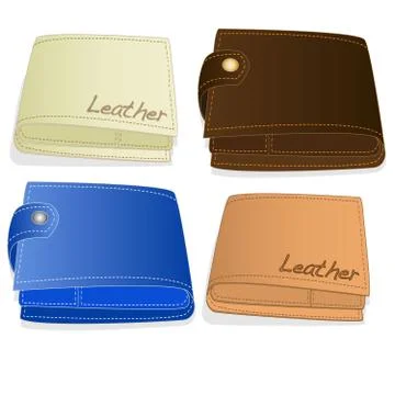Leather wallet illustration set. Stock Illustration