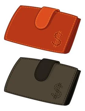 Leather wallets with dollar signs Stock Illustration