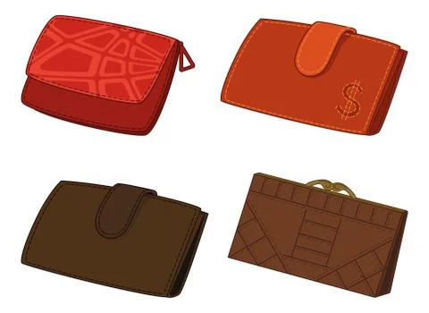 Leather wallets, set Illustrazione stock