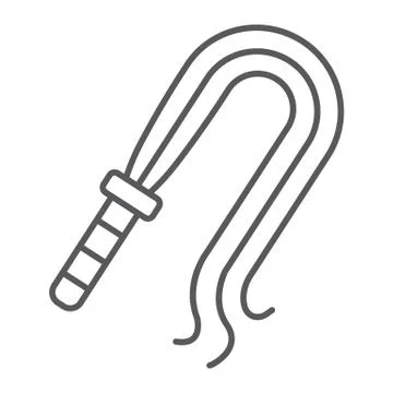 Leather whip thin line icon, sex toy and adult, bdsm whip sign, vector graphics Stock Illustration