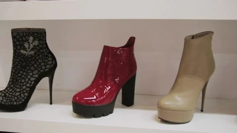 Leather women's boots Video stock 132206260