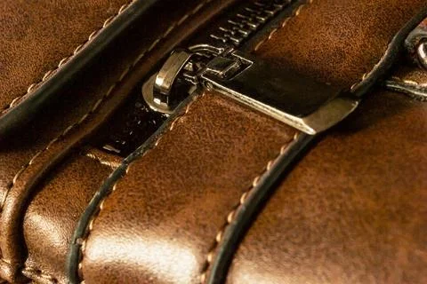Leather zip closure Stock Photos