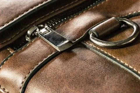 Leather zip closure Stock Photos