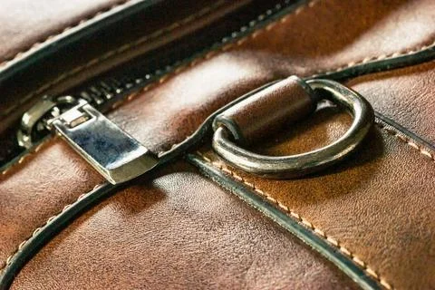 Leather zip closure Stock Photos