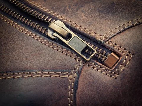 Leather zipper Stock Photos