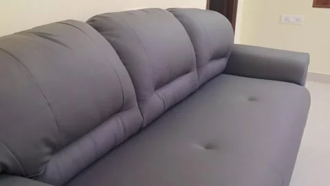 Leatherette 3 Seater Sofa pull back short 4k Stock Footage 262522156