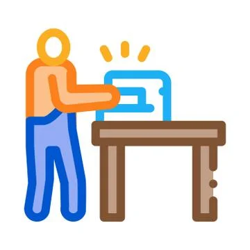 Leatherworker sewing machine icon vector outline illustration Illustrazione stock