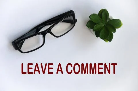 Leave a comment text on light white cover with potted plant Stock Photos