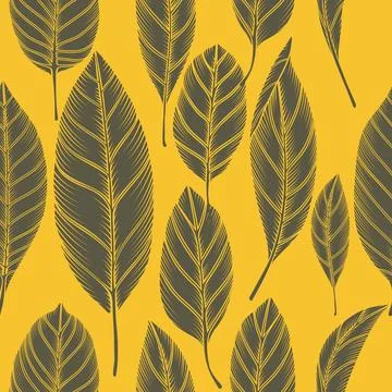 Leave pattern, yellow back ground Stock Illustration