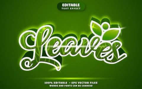 Leaves 3D Editable Text Effect Vector Design Stock Illustration