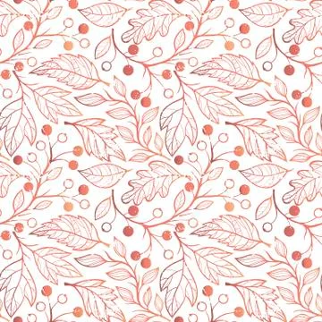 Leaves and berries seamless pattern LIGHT RED Stock Illustration