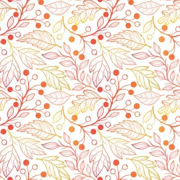Leaves and berries seamless pattern GRADIENT Stock Illustration