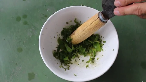 Leaves and bowls Stock Footage 91275907
