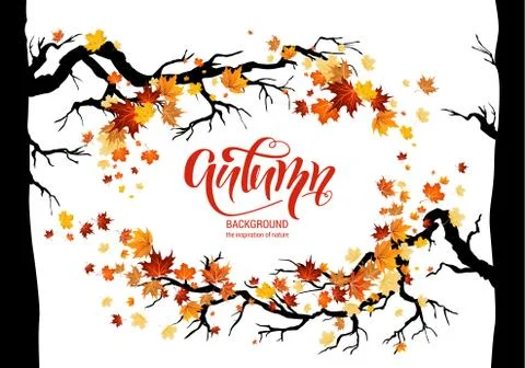 Leaves and branches frame Stock Illustration