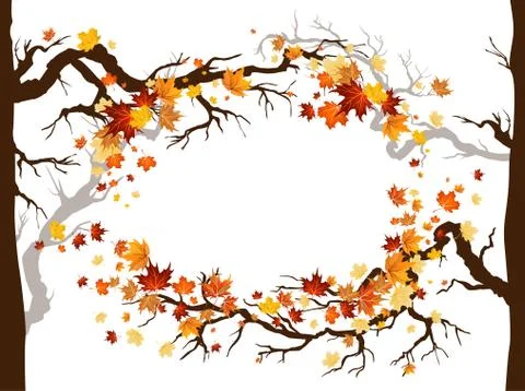 Leaves and branches frame Stock Illustration