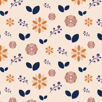 Leaves and branches vector seamless pattern brush. Abstract plants illustration. Illustrazione stock