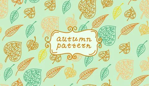Leaves autumn pattern. In retro style. It contains simple forms of leaves. Color Stock Illustration