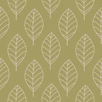 Leaves basic branches grass green pattern print background Stock Illustration