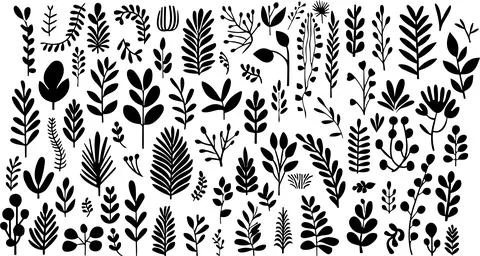 Leaves big vector collection. Set of graphical elements with various leaf d.. Stock Illustration