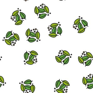 Leaves of black pepper plant vector seamless pattern Stock Illustration
