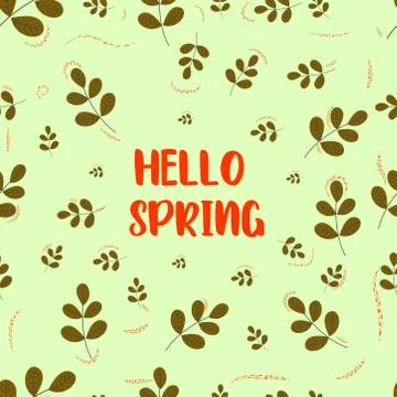 Leaves on branch seamless pattern on blue background イラスト素材
