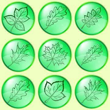Leaves buttons, set Stock Illustration