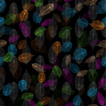 Leaves colorful seamless pattern. Vector, . Stock Illustration
