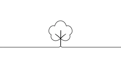 Leaves continuous single one line art drawing planting tree animation video Stock Footage 313421341