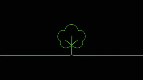 Leaves continuous single one line art drawing planting tree animation video Stock Footage 313421348