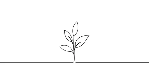 Leaves continuous single one line art drawing planting tree animation video Vidéo 313421357