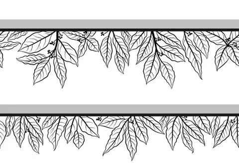 Leaves Contours Seamless Stock Illustration