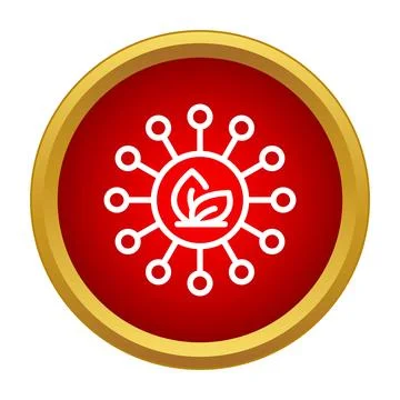Leaves creating a network connection within a red circle frame Stock Illustration