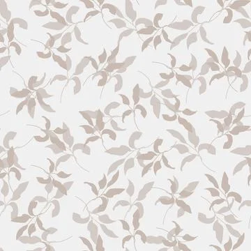 Leaves curvy basic branches beige brown pattern print background Illustrazione stock