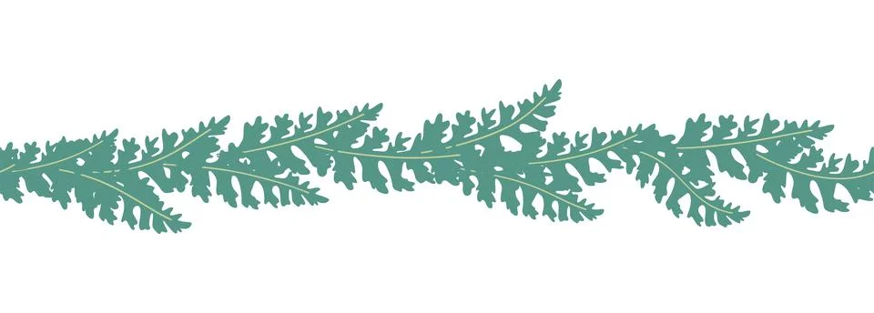 Leaves decorative, algae horizontal border seamless pattern Illustrazione stock
