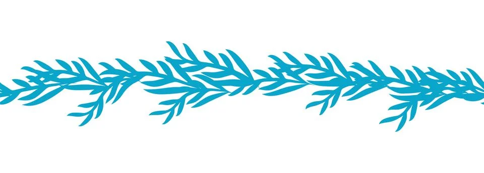 Leaves decorative, algae horizontal border seamless pattern Illustrazione stock