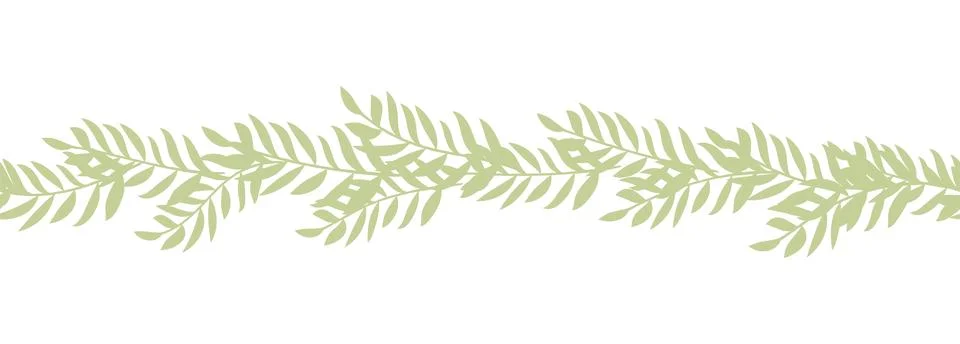 Leaves decorative, algae horizontal border seamless pattern Stockillustratie