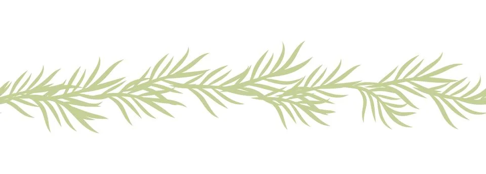 Leaves decorative, algae horizontal border seamless pattern Illustrazione stock