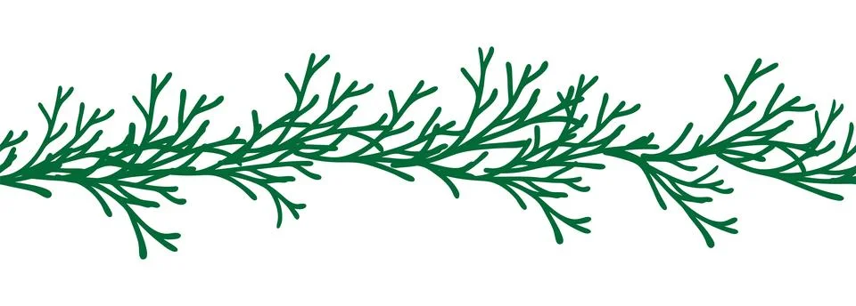 Leaves decorative, algae horizontal border seamless pattern Illustrazione stock