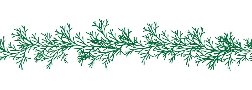 Leaves decorative, algae horizontal border seamless pattern. 스톡 일러스트
