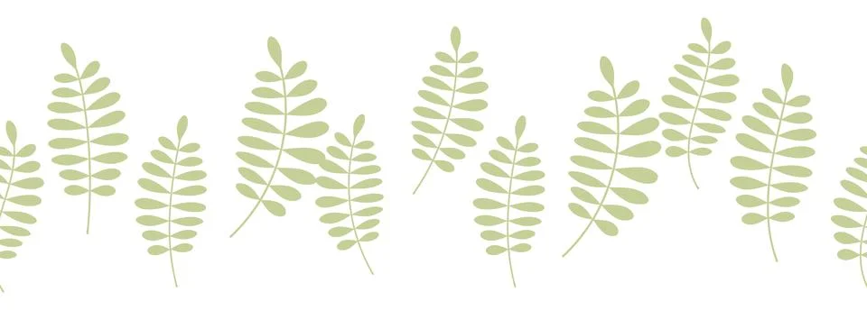 Leaves decorative, algae horizontal border seamless pattern Stockillustratie