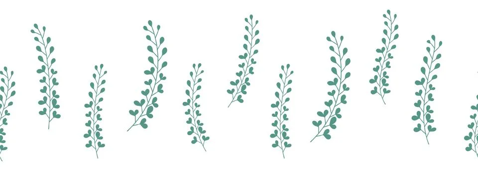 Leaves decorative, algae horizontal border seamless pattern Stockillustratie
