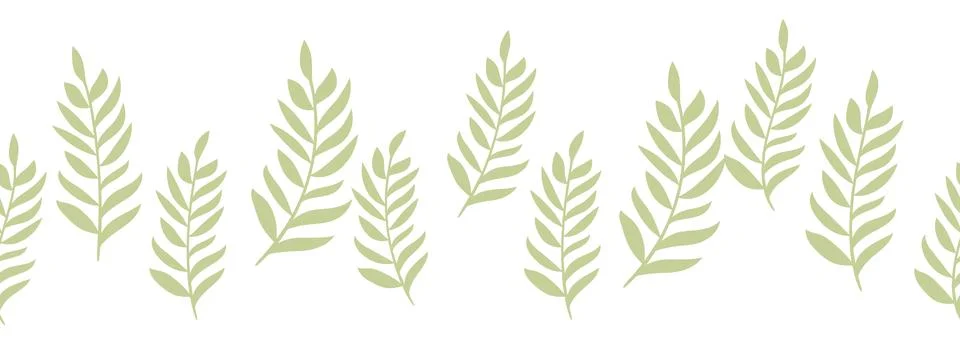 Leaves decorative, algae horizontal border seamless pattern Illustrazione stock