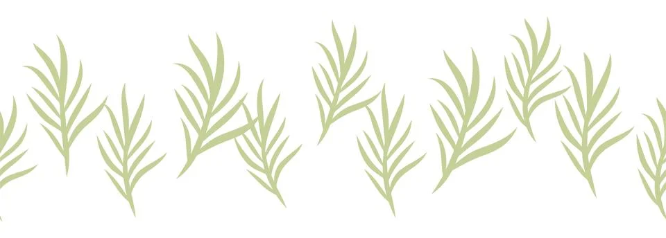 Leaves decorative, algae horizontal border seamless pattern Stockillustratie