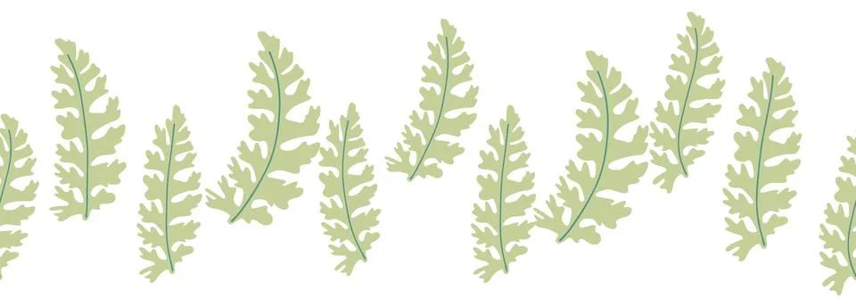 Leaves decorative, algae horizontal border seamless pattern Stockillustratie